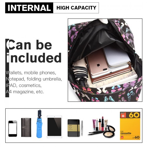 Miss Lulu Large Butterfly Backpack in Black - Stylish & Functional