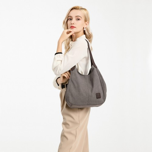 Kono Canvas Shoulder Tote Bag - Grey | Stylish and Practical