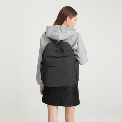 Kono Canvas Lightweight Casual School Backpack - Black - Durable and Stylish for Everyday Use