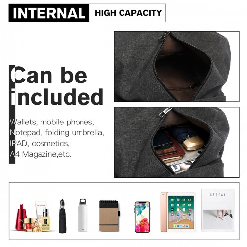 Kono Fashion Anti-Theft Canvas Backpack - Black | Premium Quality, Spacious, and Secure