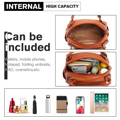 Miss Lulu Bowler Style Shoulder Bag - Brown | Premium PU Leather