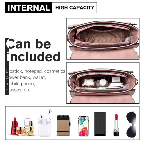 Miss Lulu Elegant Leather Look Midi Handbag - Pink | Ideal for Events & Date Nights