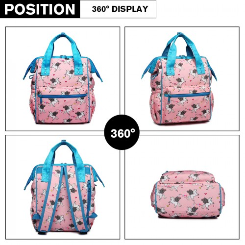 Miss Lulu Child's Unicorn Backpack with Pencil Case - Pink | LB6896 | Ideal for School & Day Trips