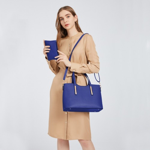 Miss Lulu Navy PU Leather Handbag & Purse - Stylish & Versatile