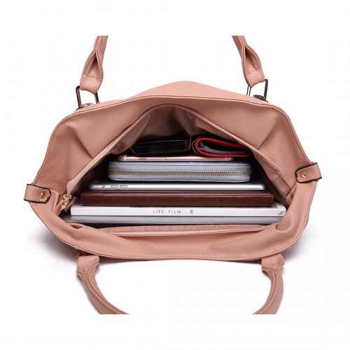 Miss Lulu Soft Leather Elegant Shoulder Bag - Nude | S1716