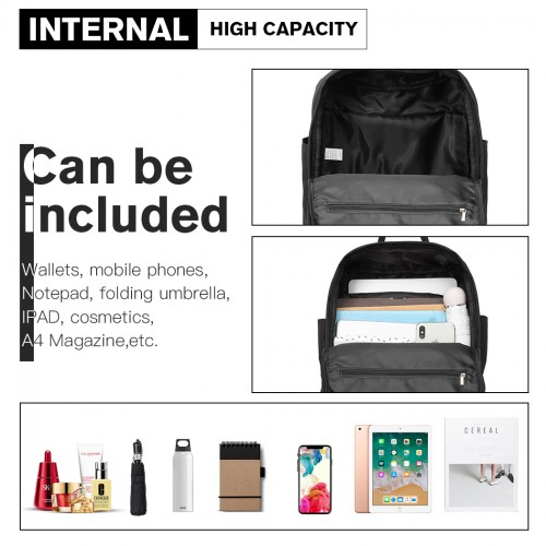 EB2017 - Kono Large Polyester Laptop Backpack - Black | Waterproof & Lightweight