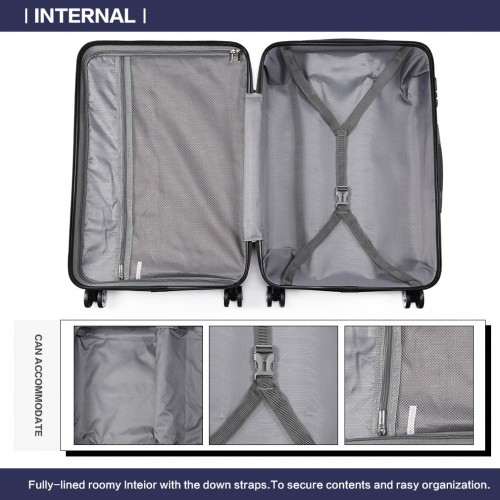 Kono Vertical Stripe Hard Shell Suitcase 19 Inch Navy - Durable & Stylish Luggage