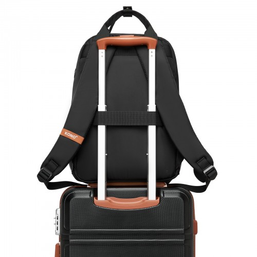Kono Casual Contemporary Backpack with Laptop Sleeve & Padded Straps for Daily Commute - Black