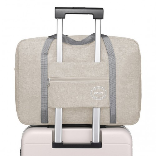 Kono Foldable Waterproof Storage Travel Handbag - Beige | Ideal for Overnight Stays, Camping, and Travel