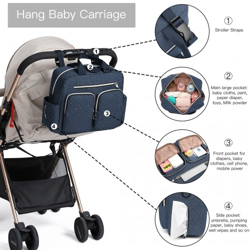 Kono Durable and Functional Changing Tote Bag - Navy | Perfect Diaper Bag for Moms & Dads