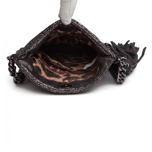 Miss Lulu Leather Look Chain Shoulder Bag with Tassel Pendant - Silver | Stylish & Practical