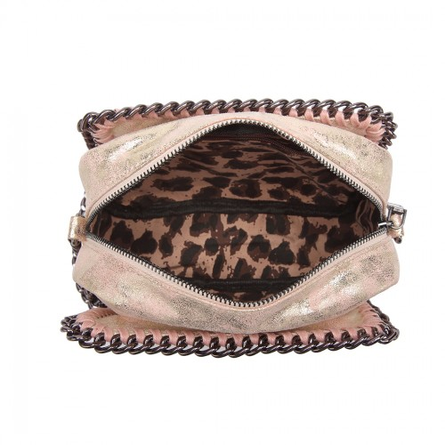 Miss Lulu Metallic Effect Leather Look Chain Shoulder Bag - Pink | Stylish & Trendy Women's Bag
