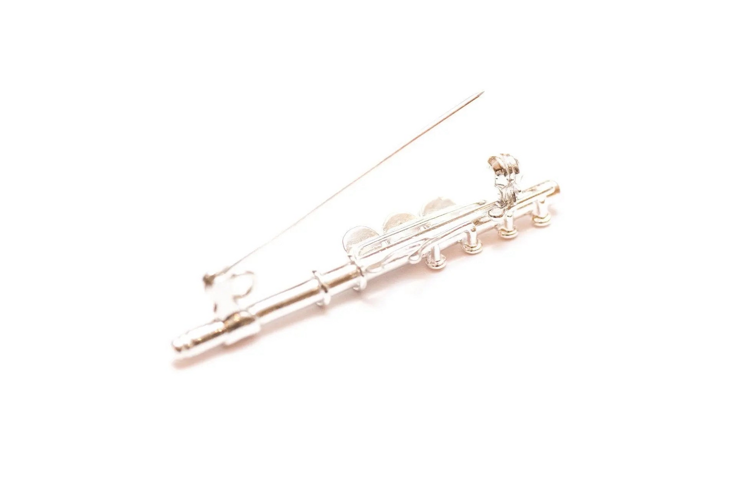 Exquisite Amber & Silver Flute Brooch - Perfect for Music Lovers