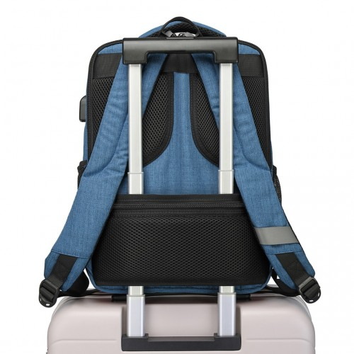 Kono Multi-Compartment Backpack with USB Port - Water-Repellent, Anti-Theft, Blue