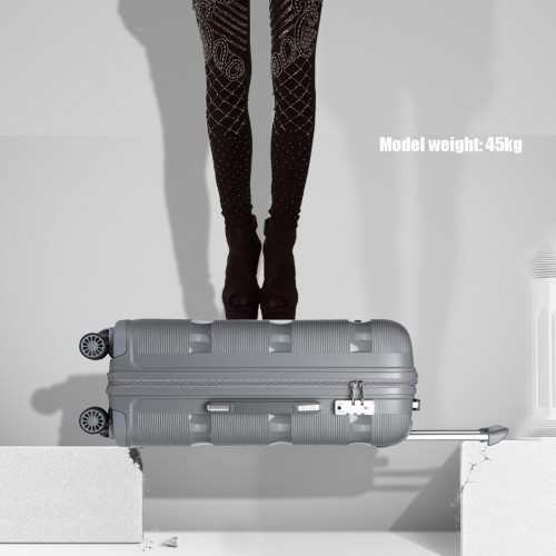 Kono 20 Inch Hard Shell Carry-On Suitcase - Durable Cabin-Size Luggage - Grey