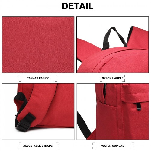 Kono Durable Polyester Everyday Backpack With Sleek Design - Red | Perfect for Daily Use