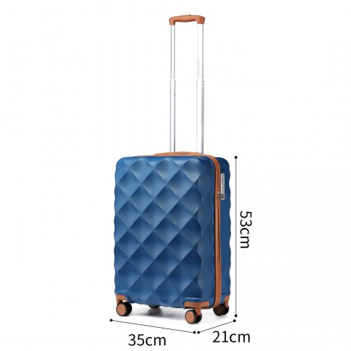 British Traveller 20 Inch Ultralight ABS & Polycarbonate Suitcase with TSA Lock - Navy & Brown