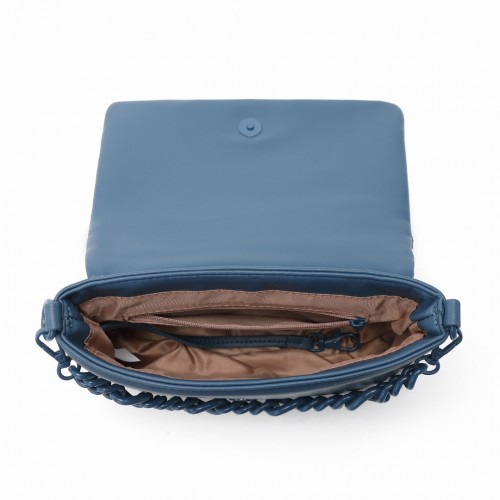 Miss Lulu Chic Quilted Shoulder Bag With Chain Strap - Blue | Elegant & Stylish Women's Handbag