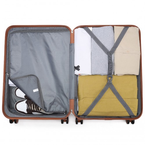 Kono ABS 24 Inch Sculpted Horizontal Design Suitcase - Cream