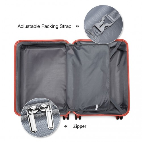 Kono ABS 4 Wheel Suitcase Set with Vanity Case - Coral | Durable & Stylish Travel Luggage