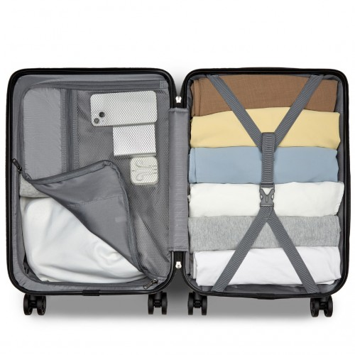 Supercase 20 Inch Geometric Pattern Carry-On Suitcase with TSA Lock - Black