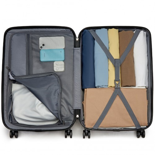 KSK2494 - Kono 24 Inch Minimalist Hard Shell ABS+PC Check-In Suitcase with TSA Lock 360° Spinner Wheels - Black