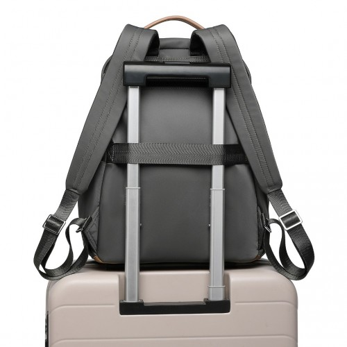 Miss Lulu Stylish Backpack with Laptop Sleeve, Multiple Pockets & Trolley Sleeve - Grey & Apricot