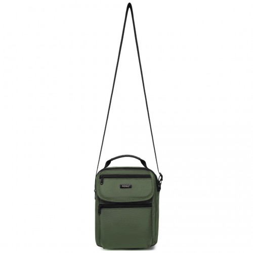 Kono Durable Men's Crossbody Shoulder Bag - Multi-Pocket Messenger Bag for Travel, Work & Daily Use - Green