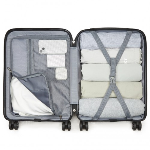 Kono 19-Inch PP Hardshell Carry-On Suitcase – Lightweight Cabin Luggage with TSA Lock & Silent Spinner Wheels – Black