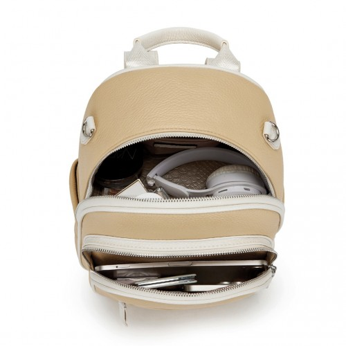 Miss Lulu PU Leather Convertible Backpack Crossbody Bag - Lightweight Anti-Theft Daypack with Multiple Pockets - Yellow