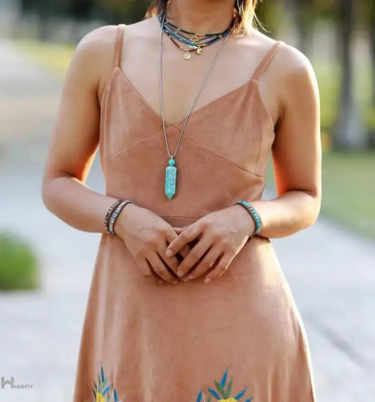 Vintage Gold Chain Turquoise Woven Bracelet