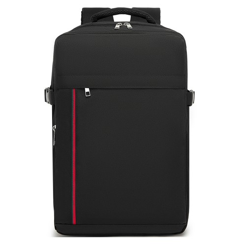 Kono 20L Cabin Backpack with Red Trim for 15.6” Laptop – Water-Resistant Travel Daypack with Luggage Strap - Black