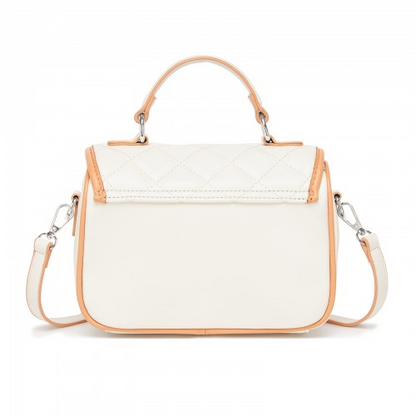 Miss Lulu Practical Quilted PU Leather Crossbody Handbag with Secure Lock and Everyday Storage - Beige