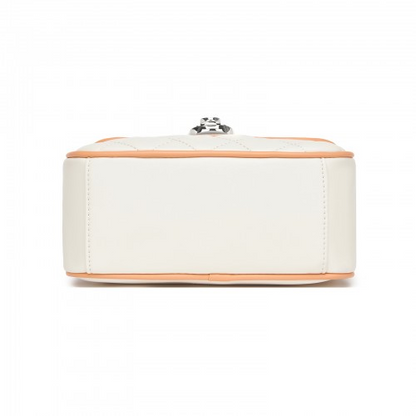 Miss Lulu Practical Quilted PU Leather Crossbody Handbag with Secure Lock and Everyday Storage - Beige