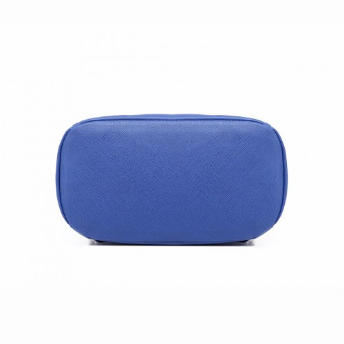 Miss Lulu Stylish Faux Leather Backpack - Secure Daypack with Magnetic Snap Closure - Fashionable Navy PU Leather Travel Bag