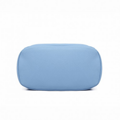 Miss Lulu Stylish Faux Leather Backpack - Secure Daypack with Magnetic Snap Closure - Light Blue Fashionable PU Leather Travel Bag