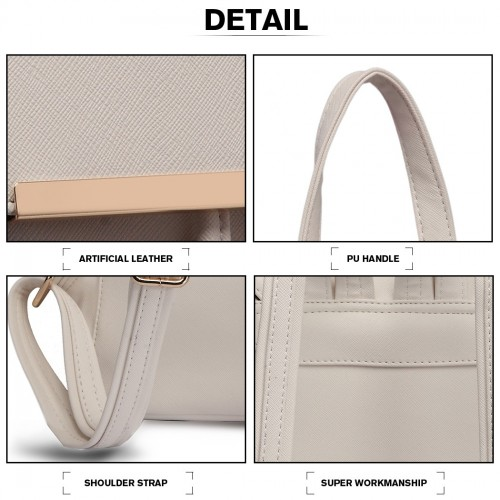 Miss Lulu Stylish Faux Leather Backpack with Magnetic Snap Closure - Light Grey