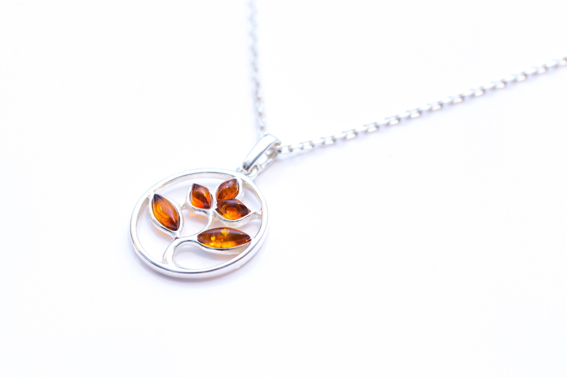 Amber Tree Charm Pendant