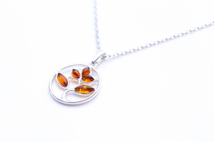 Amber Tree Charm Pendant