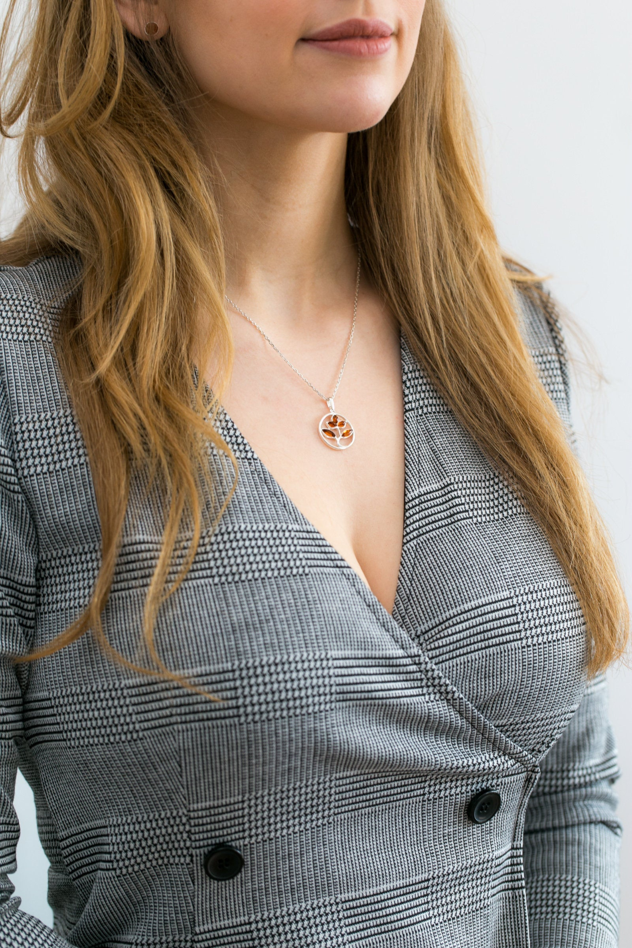 Amber Tree Charm Pendant