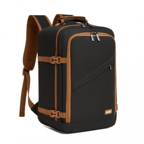 Kono Multi-purpose Business Carry-On Backpack - Fits 15.6" Laptop, Ideal for Work, Travel & Daily Commute - Black and Brown