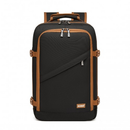 Kono Multi-purpose Business Carry-On Backpack - Fits 15.6" Laptop, Ideal for Work, Travel & Daily Commute - Black and Brown