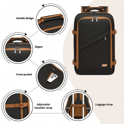 Kono Multi-purpose Business Carry-On Backpack - Fits 15.6" Laptop, Ideal for Work, Travel & Daily Commute - Black and Brown
