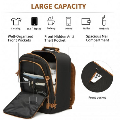 Kono Multi-purpose Business Carry-On Backpack - Fits 15.6" Laptop, Ideal for Work, Travel & Daily Commute - Black and Brown