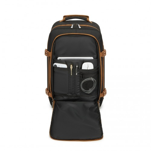 Kono Multi-purpose Business Carry-On Backpack - Fits 15.6" Laptop, Ideal for Work, Travel & Daily Commute - Black and Brown