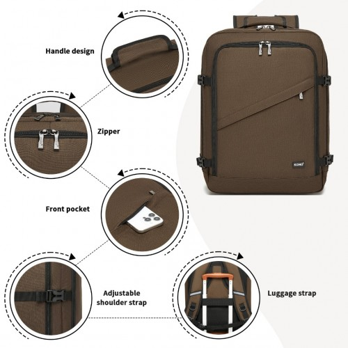 Kono Multi-purpose Business Backpack – Fits 15.6" Laptop, Ideal for Work, Travel & Daily Commute - Brown