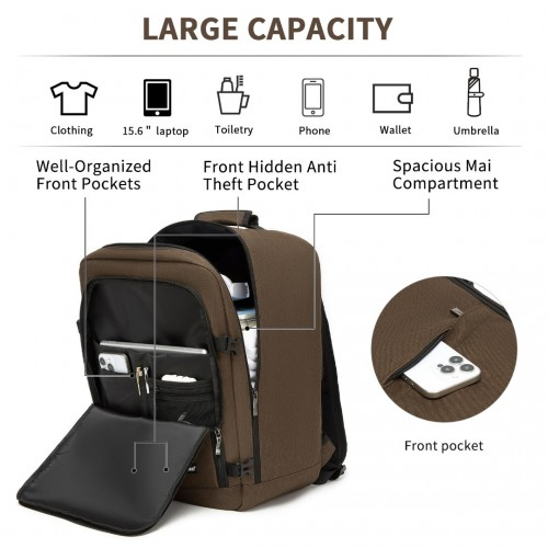 Kono Multi-purpose Business Backpack – Fits 15.6" Laptop, Ideal for Work, Travel & Daily Commute - Brown