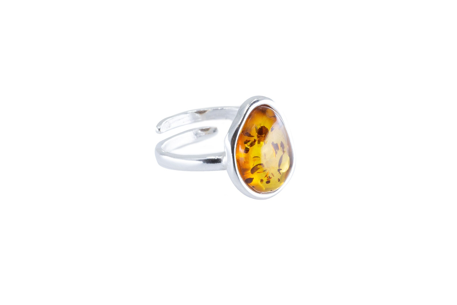 Amber ELEMENT Solitaire Adjustable Ring