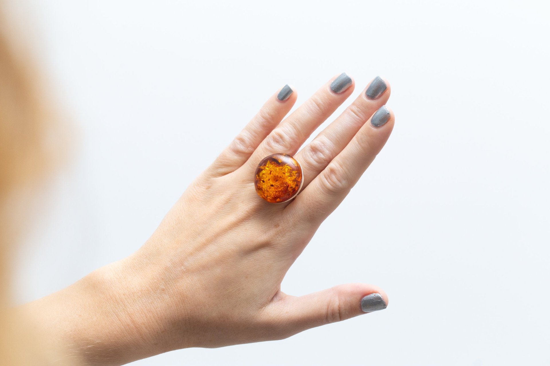 Big Amber Cocktail Ring
