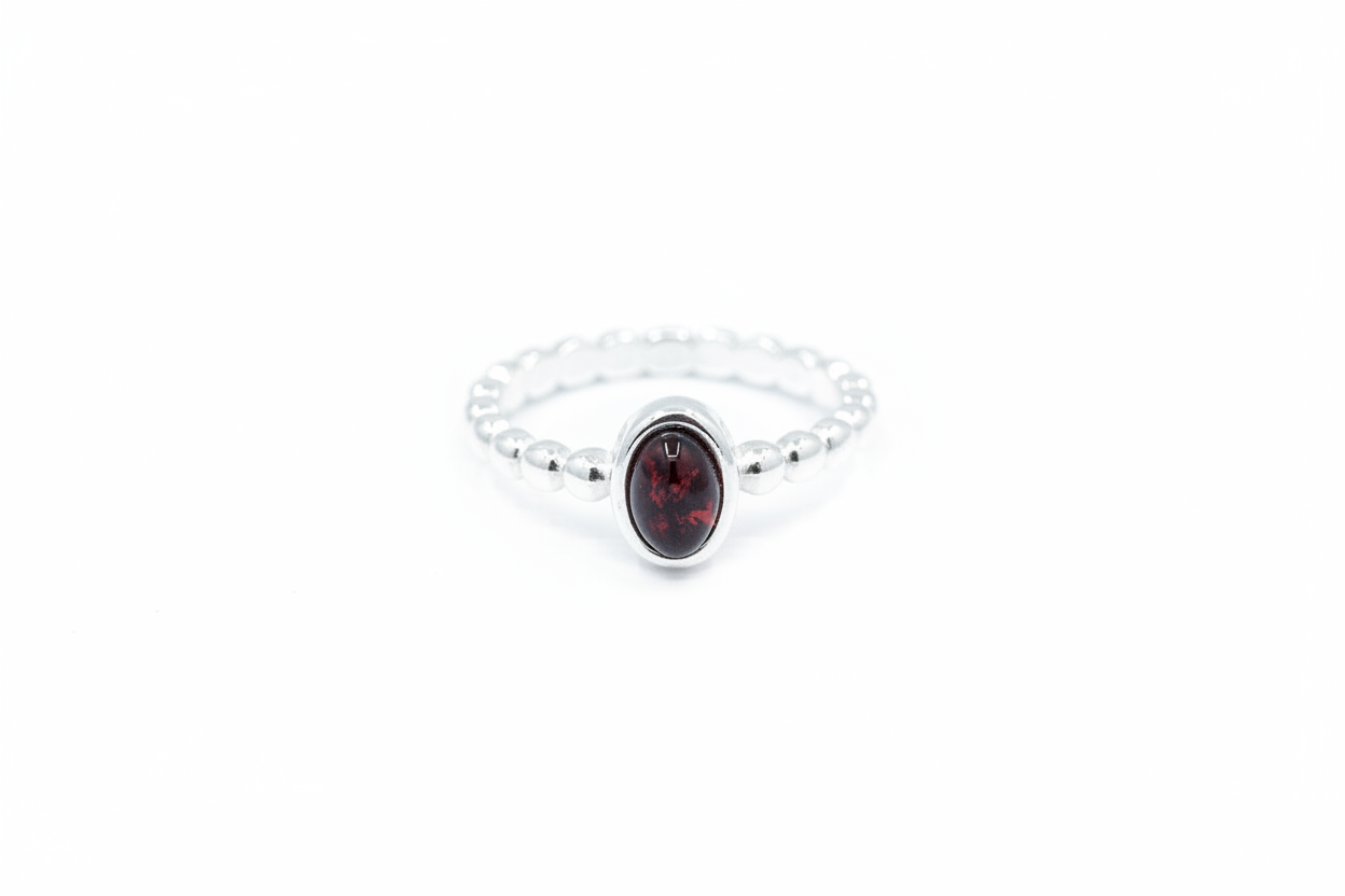 Cherry Amber Bubble Stacking Ring